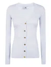 Elisabetta Franchi Ribbed Button Cardigan In Animal Print