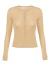 Elisabetta Franchi Ribbed Button Cardigan In Brown