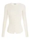 Elisabetta Franchi Ribbed Button-down Top In White