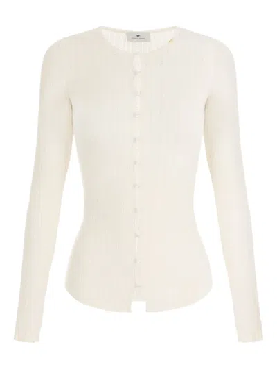 Elisabetta Franchi Ribbed Button-down Top In White
