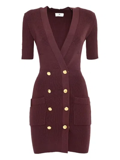 ELISABETTA FRANCHI RIBBED BUTTON-FASTENING DRESS