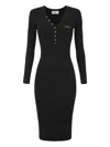 Elisabetta Franchi Ribbed Button-fastening Midi Dress In Black