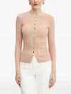 Elisabetta Franchi Ribbed Button-front Cardigan In Pink