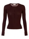 Elisabetta Franchi Ribbed Chain Detail Cardigan In Red