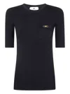 Elisabetta Franchi Ribbed Chain-embellished Top In Black