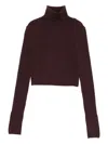 Elisabetta Franchi Ribbed Crop Top In Brown