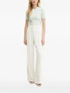 Elisabetta Franchi Ribbed Flower-embellished T-shirt In Metallic