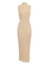 Elisabetta Franchi Ribbed High-neck Maxi Dress In Neutral
