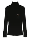 Elisabetta Franchi Ribbed Turtleneck Sweater Sweaters And Cardigans Black In Black