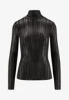 Elisabetta Franchi Ribbed High-neck Sweater In Animal Print