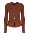 Elisabetta Franchi Ribbed Jewel-button Cardigan In Multi