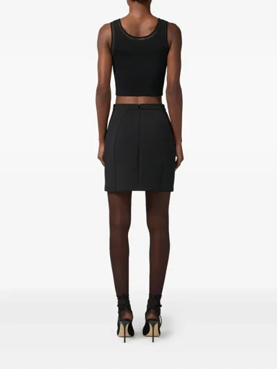 Elisabetta Franchi Ribbed Jewel-logo Crop Top In Black