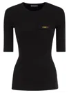 Elisabetta Franchi Ribbed Chain-embellished Top In Black