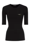 Elisabetta Franchi Ribbed Chain-embellished Top In Black