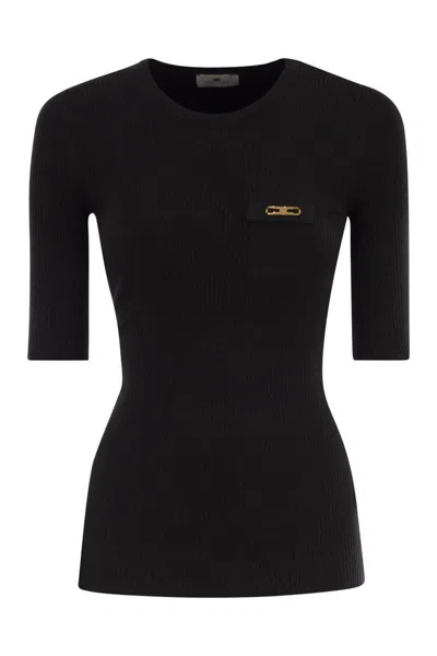ELISABETTA FRANCHI ELISABETTA FRANCHI RIBBED JUMPER WITH POCKET