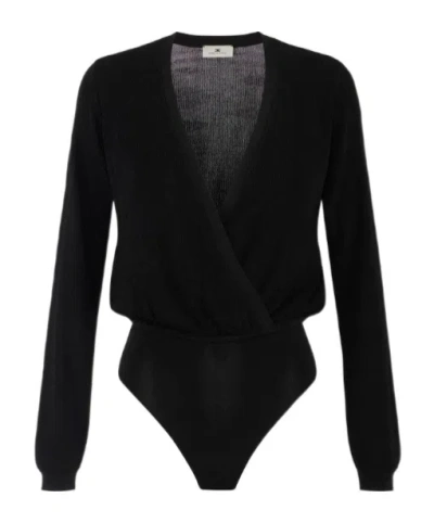 Elisabetta Franchi Ribbed Knit Bodysuit In Blue