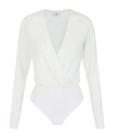 Elisabetta Franchi Ribbed Knit Bodysuit In White