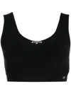Elisabetta Franchi Ribbed-knit Crop Top In Black
