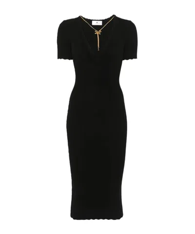 Elisabetta Franchi Ribbed-knit Dress In Black