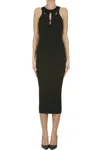 Elisabetta Franchi Ribbed Knit Dress In Black