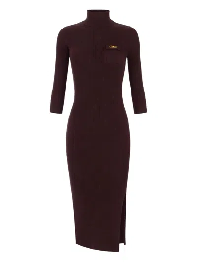 ELISABETTA FRANCHI ELISABETTA FRANCHI RIBBED KNIT DRESS WITH HIGH NECK