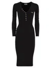 Elisabetta Franchi Ribbed Button-fastening Midi Dress In Black