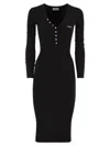 Elisabetta Franchi Ribbed Button-fastening Midi Dress In Black