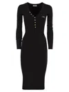 Elisabetta Franchi Ribbed Button-fastening Midi Dress In Black