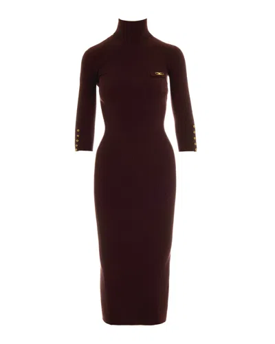 ELISABETTA FRANCHI RIBBED KNIT DRESS WITH POCKET