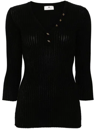 Elisabetta Franchi Ribbed-knit Jumper In 110 Nero
