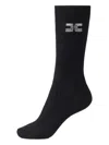 Elisabetta Franchi Ribbed-knit Logo-embroidery Socks In Black