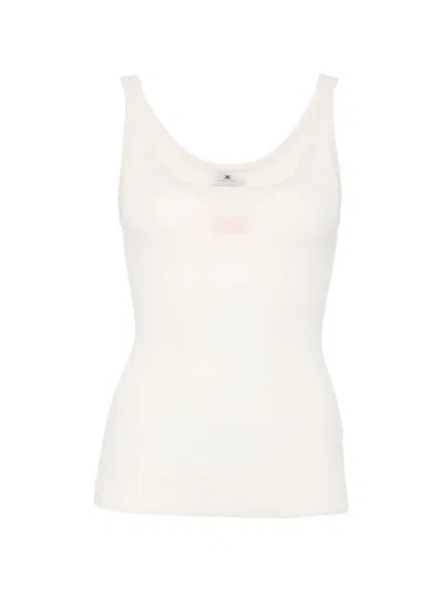 Elisabetta Franchi Ribbed Knit Logo Patch Tank Top In White