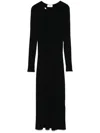 Shop Elisabetta Franchi Ribbed-knit Midi Dress In Black