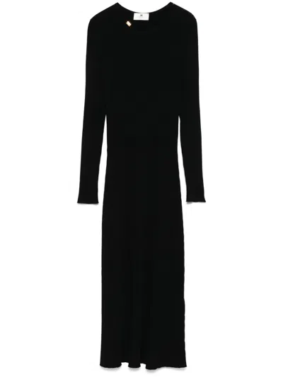 Elisabetta Franchi Ribbed-knit Midi Dress In Black