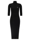 Elisabetta Franchi Form-fitting Black Midi Dress With Ribbed Texture And Logo Detail In Black
