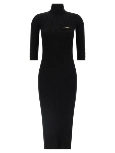 ELISABETTA FRANCHI RIBBED KNIT MIDI DRESS