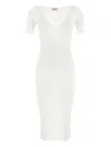 Elisabetta Franchi Ribbed-knit Midi Dress In White
