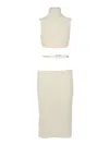 Elisabetta Franchi Ribbed Knit Midi Dress With High Neckline In White