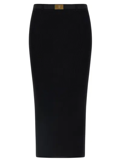 Elisabetta Franchi Ribbed Knit Skirt In Black
