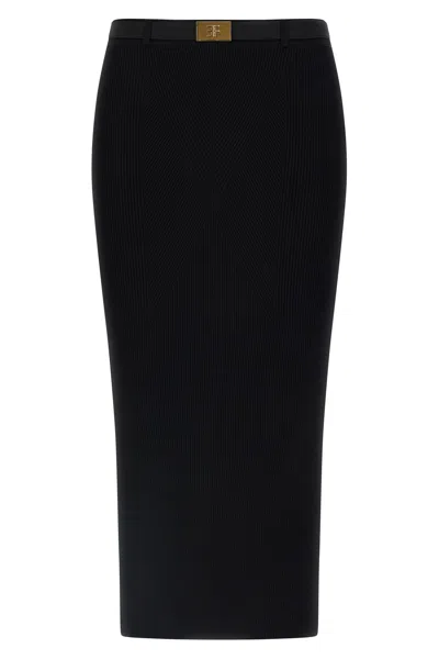 Elisabetta Franchi Ribbed Knit Skirt In Black