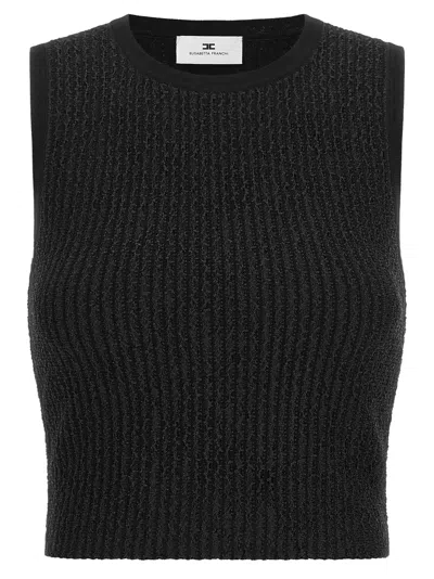 Elisabetta Franchi Ribbed Knit Tank Top In Black