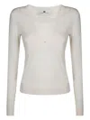 Elisabetta Franchi Knit Top With Classic Crew Neckline In Neutral