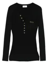 Elisabetta Franchi Ribbed Knit Top With Breast Pocket Clothing In Black