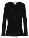 Elisabetta Franchi Ribbed Knit Top With Breast Pocket Clothing In Black