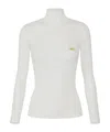 Elisabetta Franchi Ribbed Knit Turtleneck Top With Breast Pocket Clothing In White