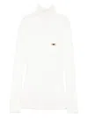 Elisabetta Franchi Ribbed Knit Turtleneck Top With Breast Pocket Clothing In White
