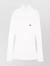 Elisabetta Franchi Ribbed Knit Turtleneck Top With Breast Pocket Clothing In White