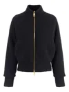Elisabetta Franchi Ribbed-knit Zip-front Bomber Jacket In Black