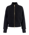 Elisabetta Franchi Ribbed-knit Zip-front Bomber Jacket In Blue