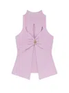Elisabetta Franchi Ribbed Knitted Top With Metal Detail In Pink